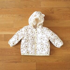 Disney Baby Winnie the Pooh Jacket Kids White Hooded Ears Puffer 18M